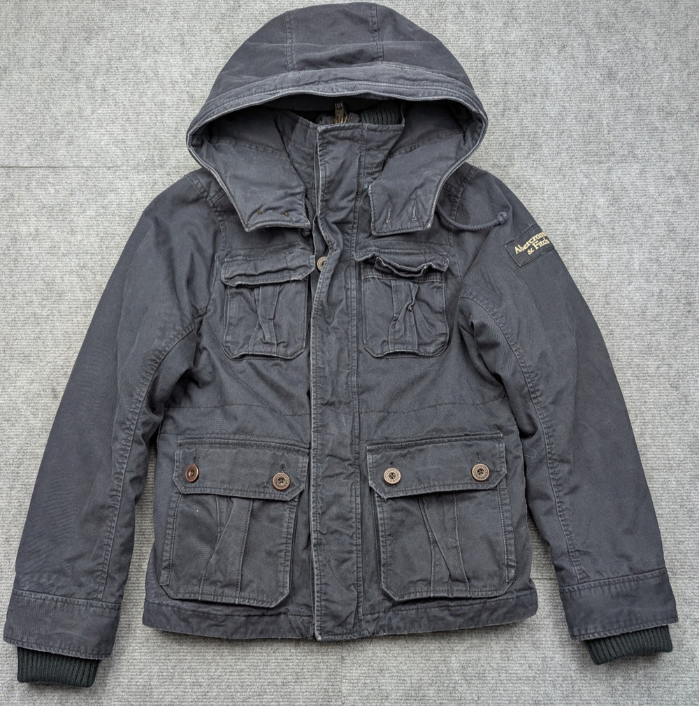 Abercrombie & Fitch Jacket Mens Medium Vintage Y2K Utility 90s Blue Cargo Safari